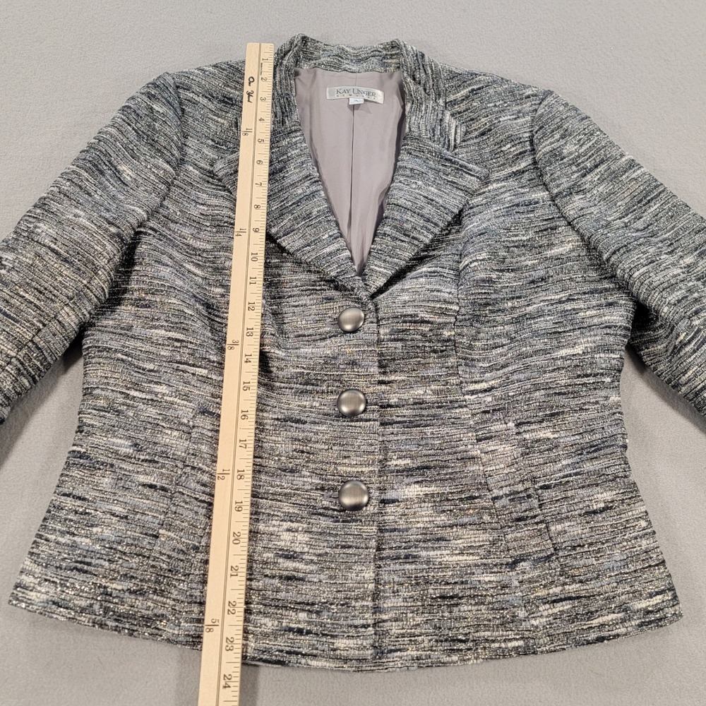 Kay Unger New York Tweed Skirt Suit Metallic 2 Piece Career Women's Size 14 - Picture 6 of 16